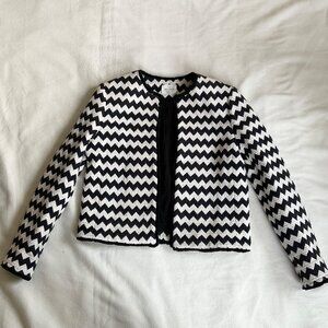 NWOT RARE 2021 sezane black blue beige Maxim zigzag blazer jacket us6 SZ38 bust3